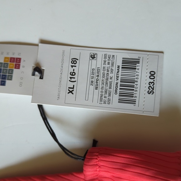 New Shade & Shore Orange Ribbed Bikini  Top With Adjustable Split Straps Size XL - Picture 5 of 6